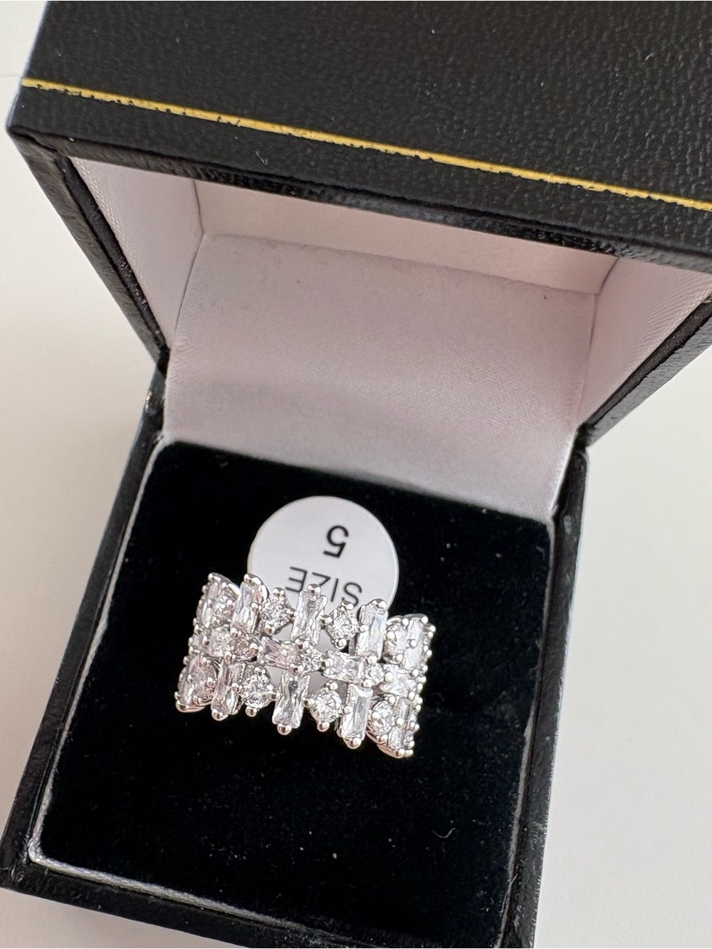 Bomb Party The Emory Ring RG60788 Diamond CZ Rhodium Plating